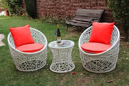 ANAND INDIA GROUPS ANAND INDIA GROUPS Apple Chair Table Set for IndoorOutdoor Garden Balcony Living Room Tea Coffee Furniture Set Home Dcor Standard Red White 2 Chair 1 Table