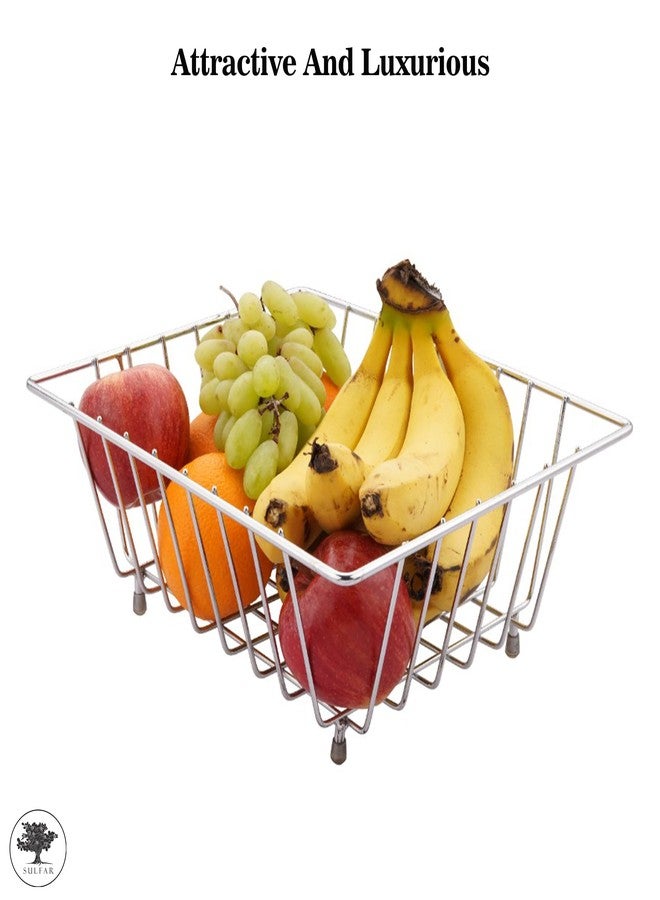 Sulfar Stainless Steel Square Fruit/Vegetable Basket for Dining Table Fruits Washing Basket - Image 3