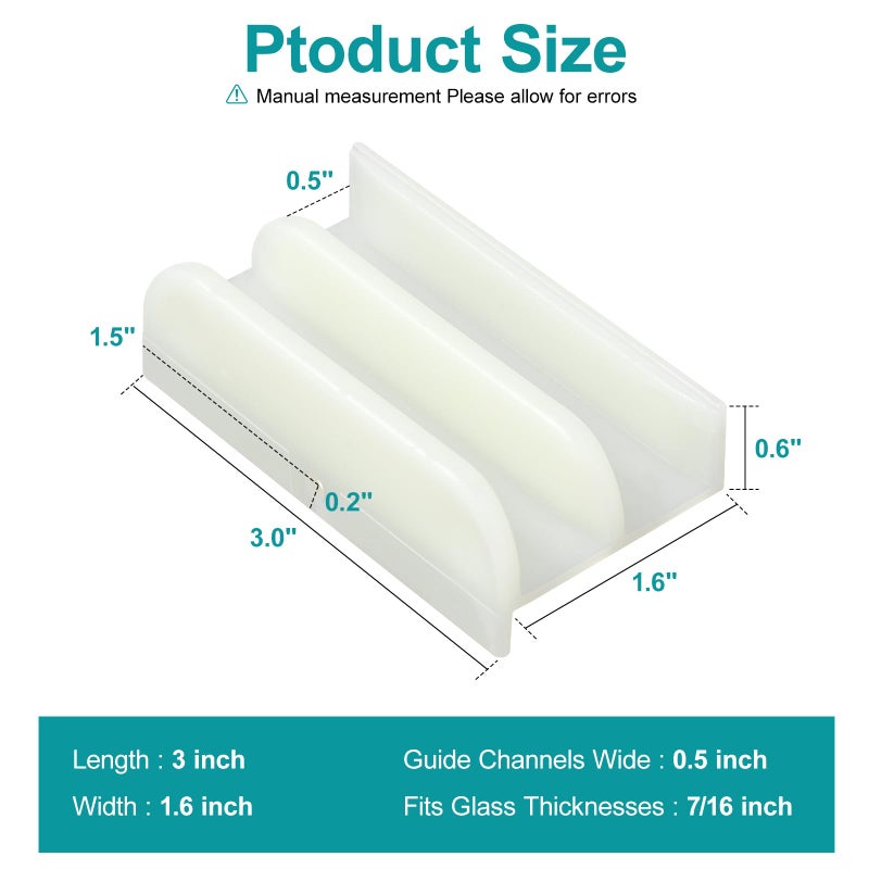 VYH M6219 Sliding Shower Door Bottom Track (Top-Hung Shower Door Track), Suitable for 7/16-inch Thick Glass, 1/2-inch Channels, Glass Shower Door Plastic Track M6219 (1 Pack) - Image 2