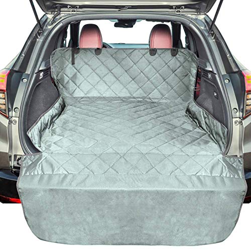 F-color SUV Cargo Liner for Dogs, Water Resistant Pet Cargo Cover Dog Seat Cover Mat for SUVs Sedans Vans with Bumper Flap Protector, Non-Slip, Large Size Universal Fit, Grey - Image 1