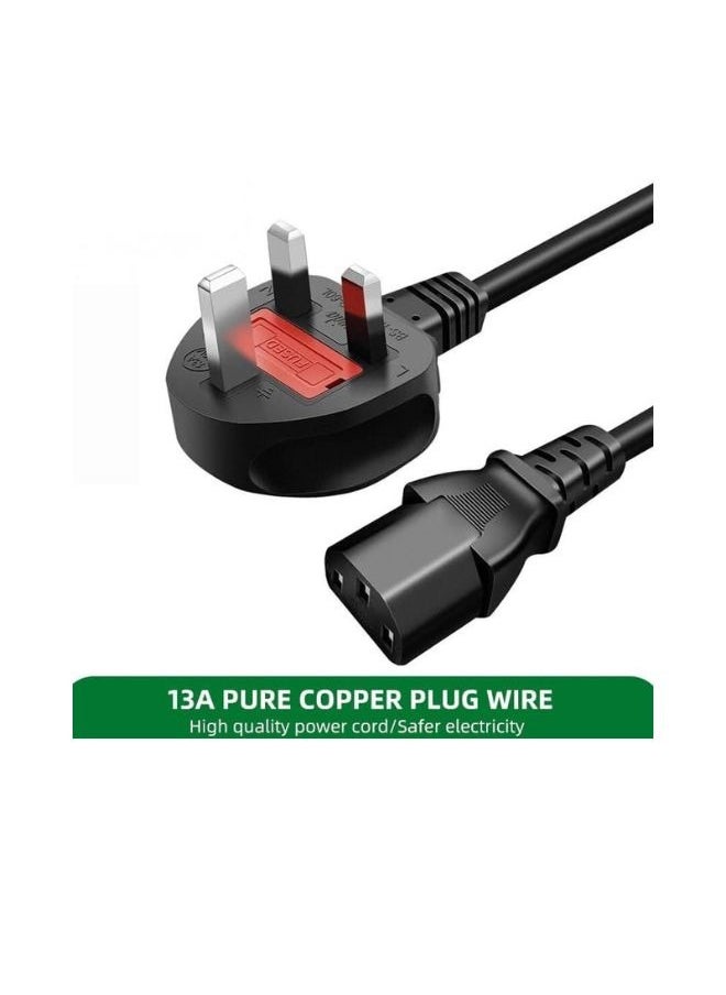 XLT - Desktop Power Cable 250V 13A Monitor Power Cord 3 Pin UK Plug Replacement for PC - 1.5m - Image 1