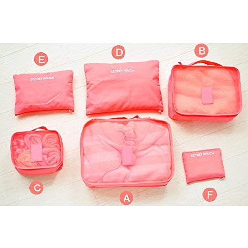 REDCAMEL 6 in 1 Polyester Secret Pouch Travel Bag Packing Cubes Laundry Bag with Undergarments Cloth Storage Organizer Travelling SetSuitcase Cloth Cube Bag - Image 4