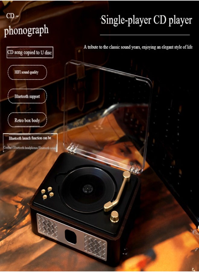 Generic - CD Player Retro Music Player Radio Desktop CD Runway with Dust Cap LED Display 6 Modes AB Repeat Timer Remote Control - Image 1