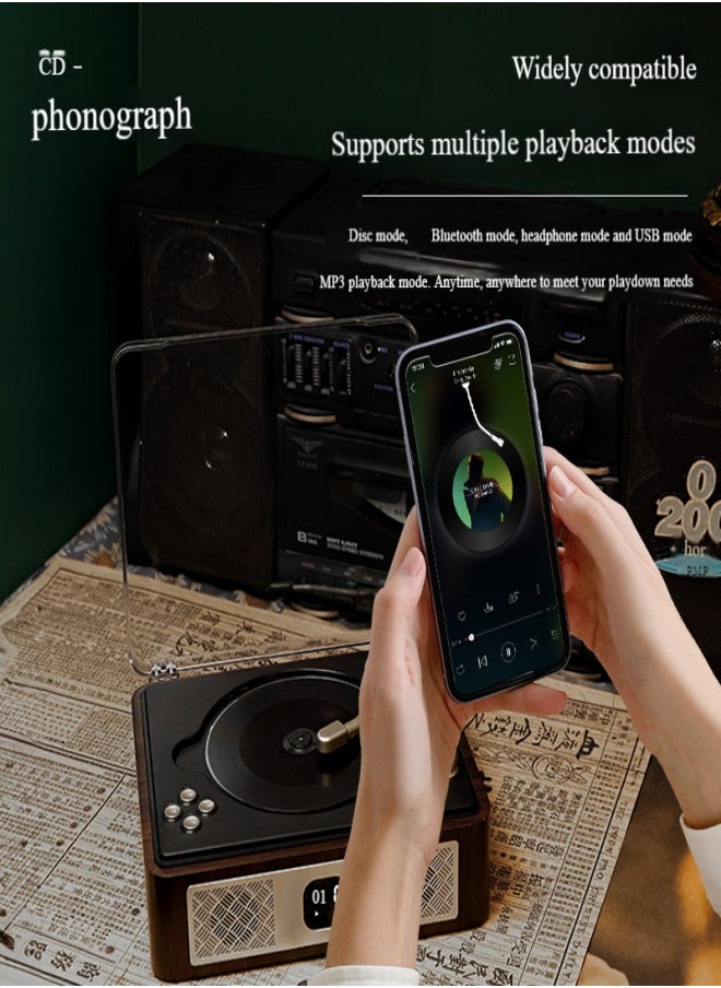 Generic - CD Player Retro Music Player Radio Desktop CD Runway with Dust Cap LED Display 6 Modes AB Repeat Timer Remote Control - Image 1