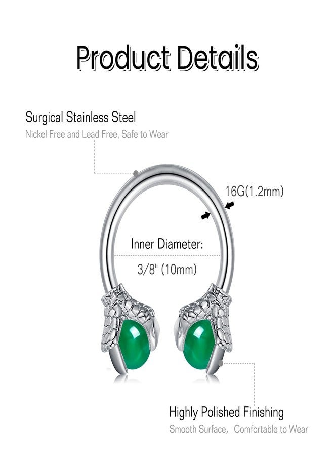FECTAS 16pcs Septum Rings 16G Septum Jewelry Surgical Steel Horseshoe Hoop Helix Daith Tragus Lip Nose Piercing Retainer for Women Men Blue Green - Image 2