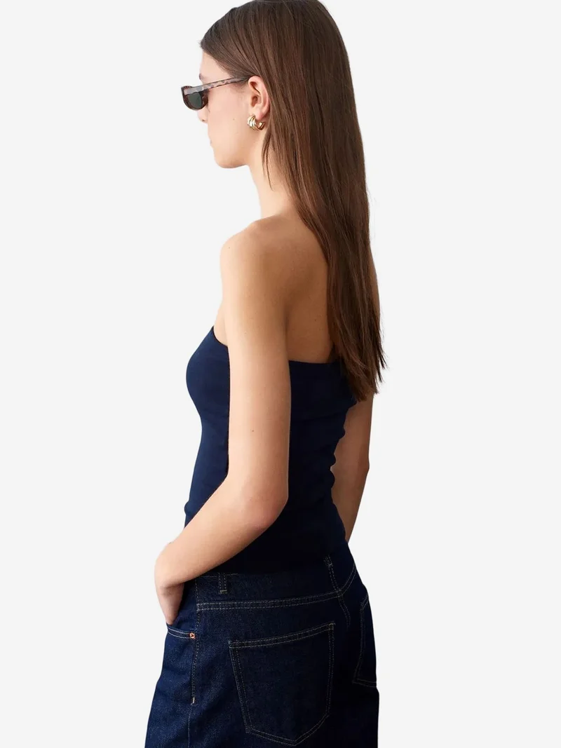 Dilvin DILVIN Strapless Bodycon Bandeau Blouse