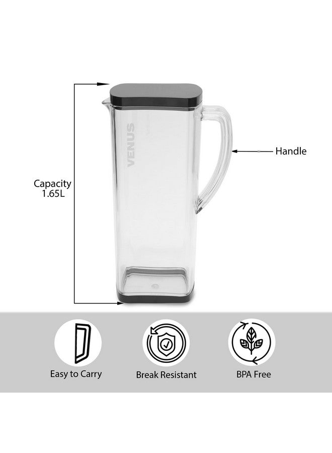 جايبي بلس إبريق ماء بلاستيكي فينوس من جايبي بلس، سعة 1.65 لتر، أسود - Image 5