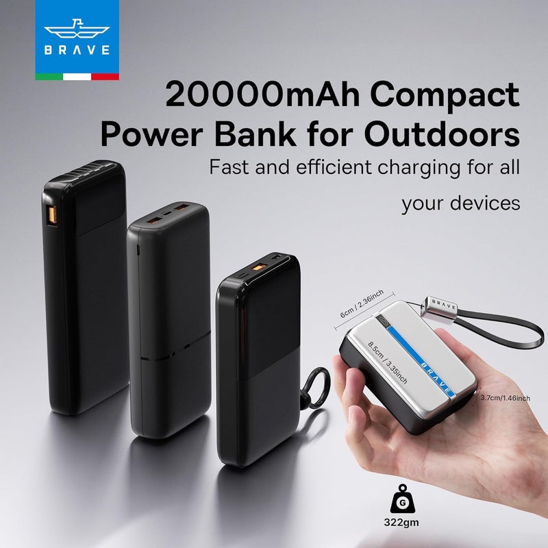 بريف باور بانك BRAVE 65 وات 20000 مللي أمبير | شاحن محمول سريع مع شاشة LED - Image 2