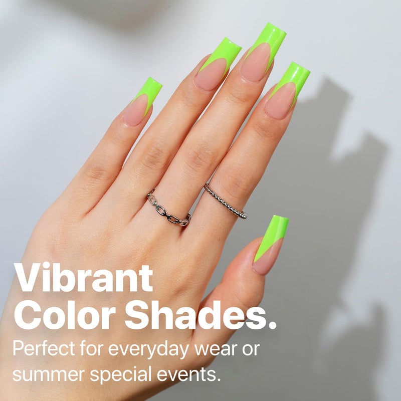 SXC Cosmetics X-Pro Tips French Tip Press On Nails - Bright Pastel Glow in the Dark Series (GLOW117-M Square) - Image 4