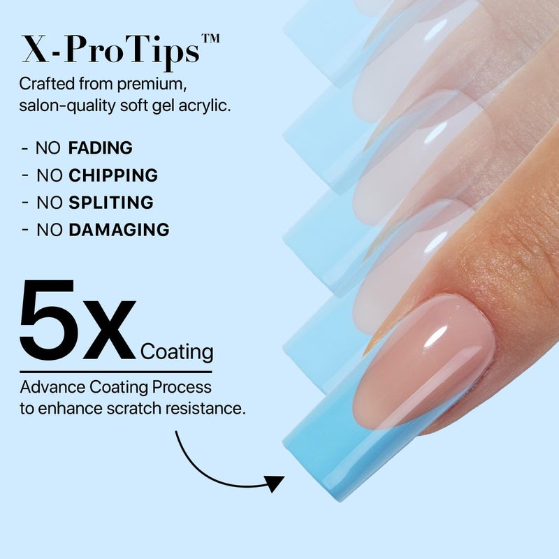 SXC Cosmetics X-Pro Tips French Tip Press On Nails - Bright Pastel Glow in the Dark Series (GLOW117-M Square) - Image 5