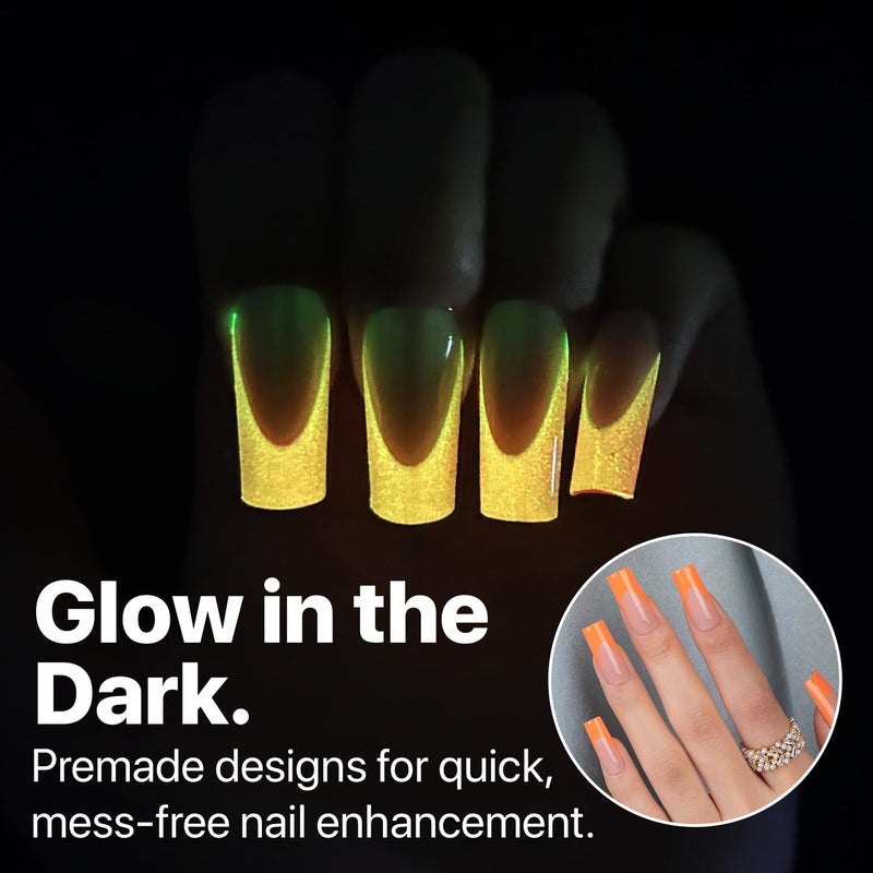SXC Cosmetics X-Pro Tips French Tip Press On Nails - Bright Pastel Glow in the Dark Series (GLOW117-M Square) - Image 2