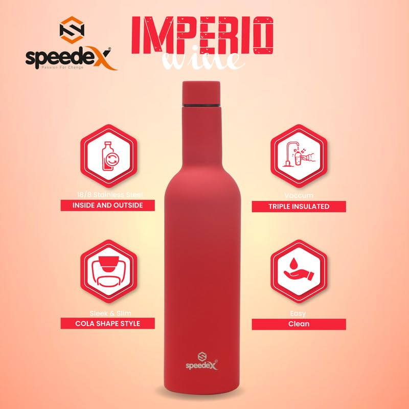 Speedex Thermos Bottle - 500 ML Vacuum Insulated Stainless Steel for Kids, Men, Women - Thermosteel Bottle Ideal for School, Office, Travel Flask for Hot & Cold Beverages - Wine Colour - Image 2