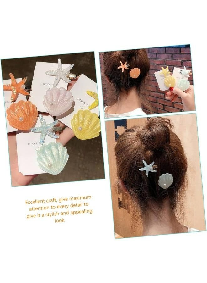 4 Pcs Japanese Style Small Fresh Dream Shell Hair Clip Starfish Bangs Seaside Summer Vacation Style Ins Sweet Side Clip Duckbill - Image 3
