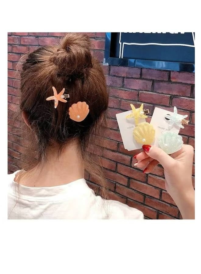 4 Pcs Japanese Style Small Fresh Dream Shell Hair Clip Starfish Bangs Seaside Summer Vacation Style Ins Sweet Side Clip Duckbill - Image 5