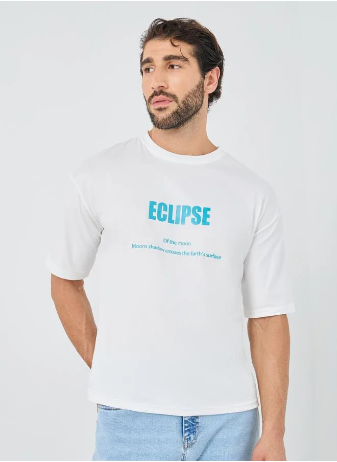 ستايلي Styli Graphic Print Round Neck Oversized T-Shirt