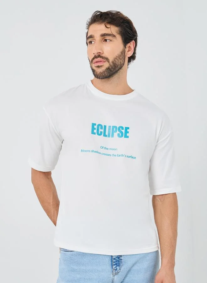 Styli Graphic Print Round Neck Oversized T-Shirt