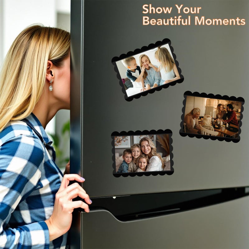 Mingting Magnetic Picture Frame, 6 Pack Magnetic Frame Reusable, Magnetic Photo Frames for Refrigerator 5x7â€ With Wavy Border, Refrigerator Magnets for Pictures Suitable Home, School, Office (5x7-Black) - Image 5