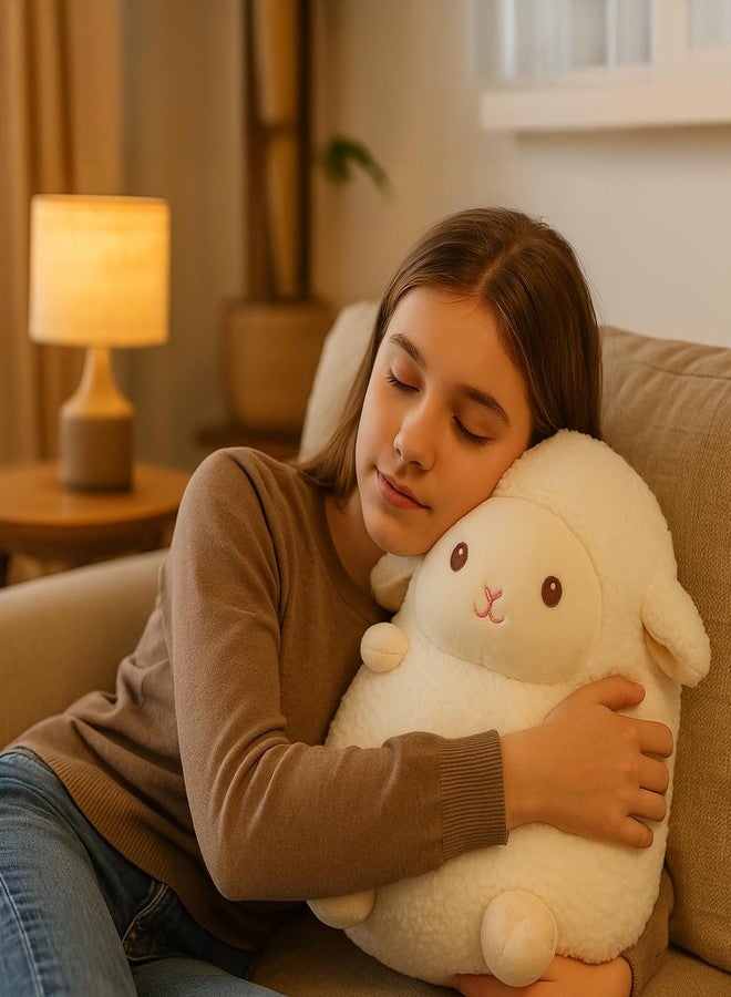 WEIGEDU Cute Sheep Plush Toy - 14” Soft Stuffed Animal Pillow - Kawaii Lamb Plushie for Kids & Adults - Huggable Plush Cushion for Bed, Sofa, Travel, Nursery - White - Image 2