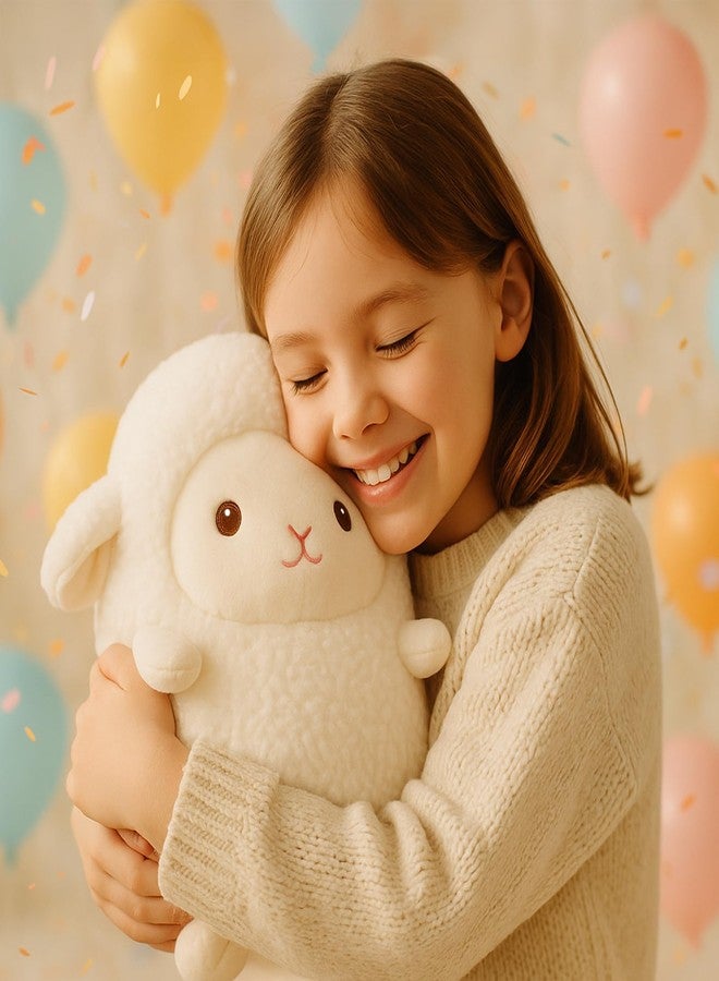WEIGEDU Cute Sheep Plush Toy - 14” Soft Stuffed Animal Pillow - Kawaii Lamb Plushie for Kids & Adults - Huggable Plush Cushion for Bed, Sofa, Travel, Nursery - White - Image 3