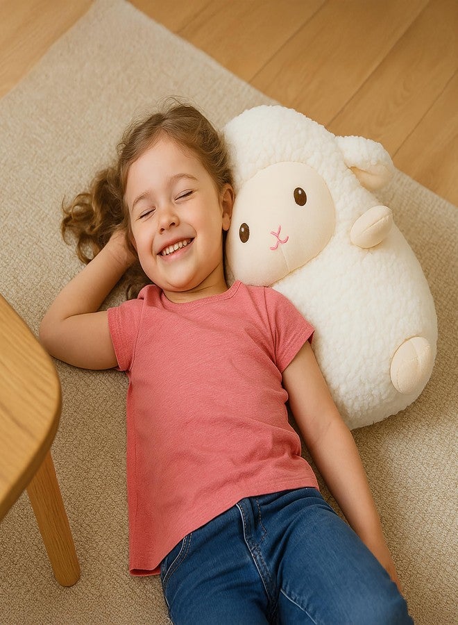 WEIGEDU Cute Sheep Plush Toy - 14” Soft Stuffed Animal Pillow - Kawaii Lamb Plushie for Kids & Adults - Huggable Plush Cushion for Bed, Sofa, Travel, Nursery - White - Image 4