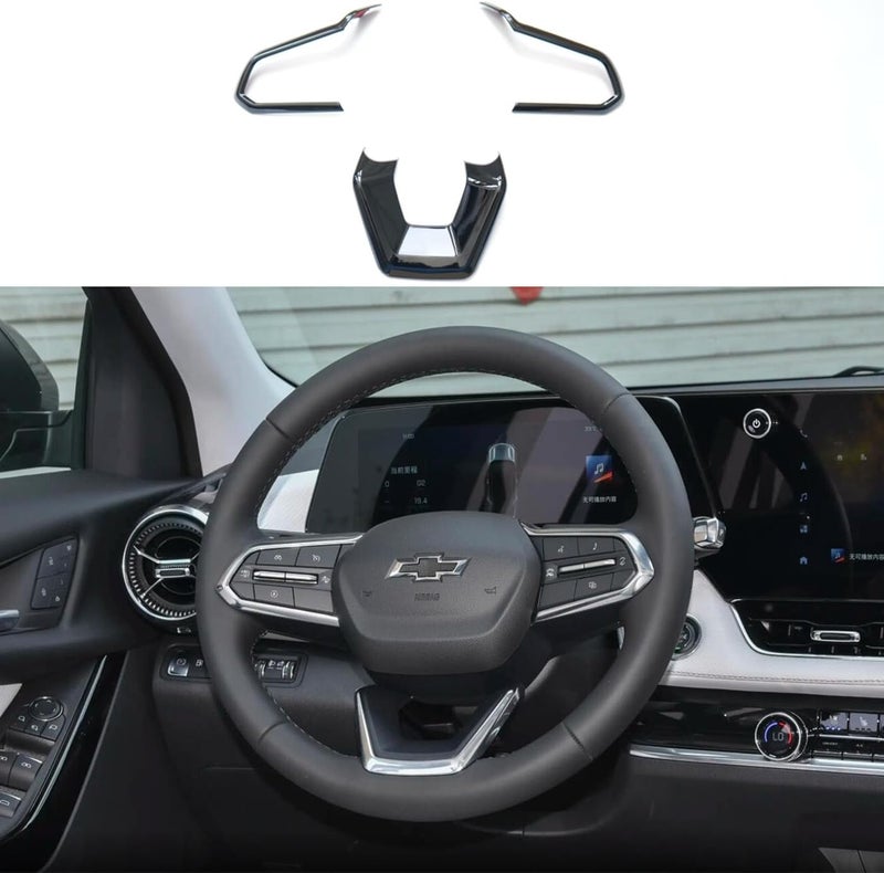 ZiWen إكسسوارات غطاء عجلة القيادة من Interior Trims لسيارات Chevy Equinox EV و Suburban و Tahoe و Traverse و Blazer EV 2025 2026 (أسود لامع) - Image 1