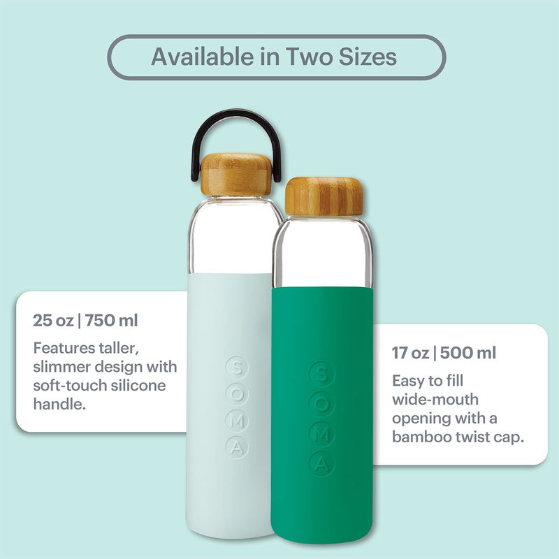 Soma Full Circle Home V.2 17 oz. Glass Water Bottle - Emerald - Image 4