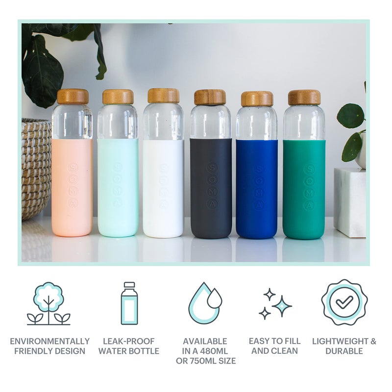 Soma Full Circle Home V.2 17 oz. Glass Water Bottle - Emerald - Image 3