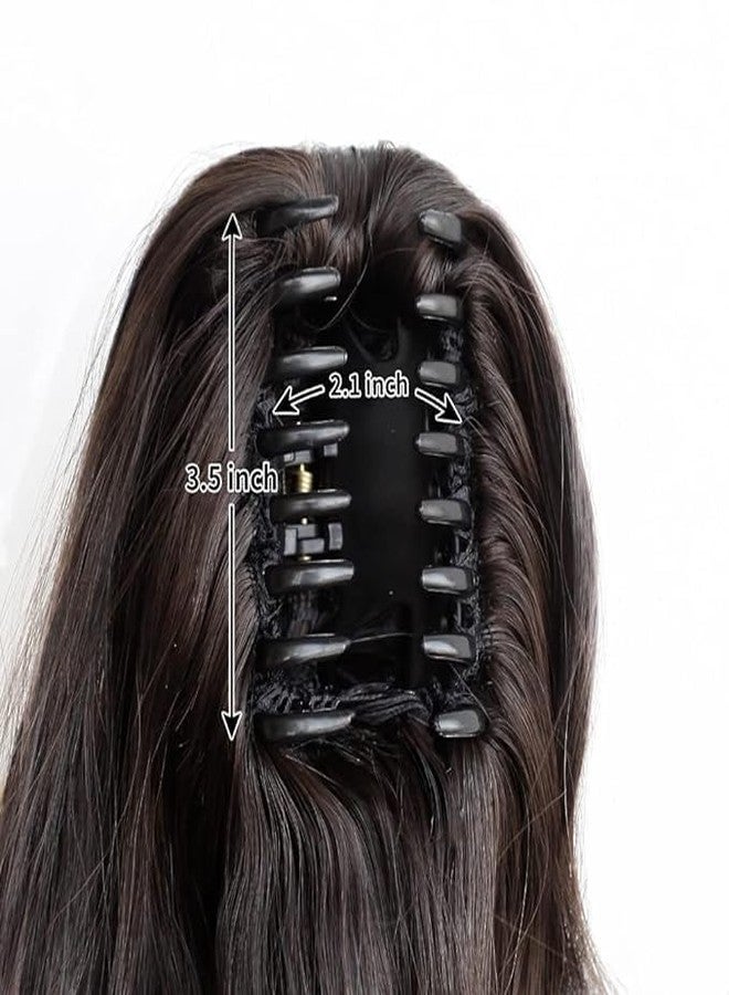 TREXEE 16 Inch D Brown Hair Extensions Clutch and Wigs Ponytails Hairpiece Hair Extension Clip Wavy Claw Ponytail Hair Extensions Hair Wig for Women & Girls - Image 3