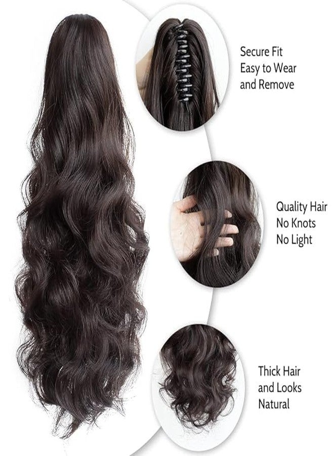 TREXEE 16 Inch D Brown Hair Extensions Clutch and Wigs Ponytails Hairpiece Hair Extension Clip Wavy Claw Ponytail Hair Extensions Hair Wig for Women & Girls - Image 4