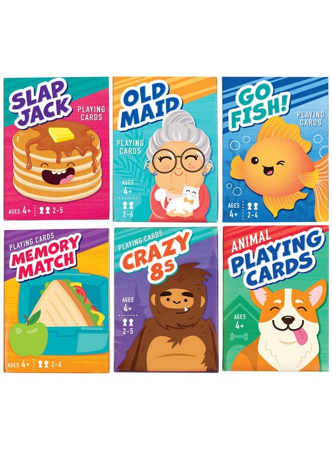 LotFancy Card Games for Kids, 6 Decks, Go Fish, Old Maid, Crazy Eights, Memory Match, Slap Jack, Animal Playing Cards, Easter Basket Stuffers, Stocking Stuffers, Birthday Gifts - Image 1