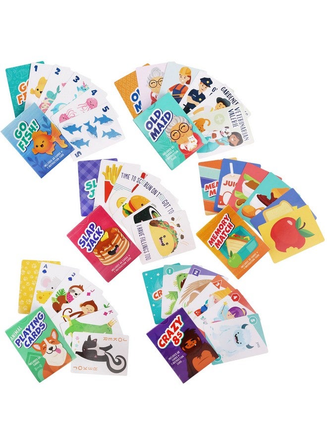 LotFancy Card Games for Kids, 6 Decks, Go Fish, Old Maid, Crazy Eights, Memory Match, Slap Jack, Animal Playing Cards, Easter Basket Stuffers, Stocking Stuffers, Birthday Gifts - Image 2