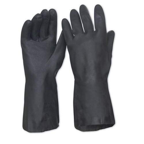 Sunrise Heavy Duty Industrial Rubber Gloves Pack of 2 Pair FlockLined Pharmaceautical Chemical Industries Mechanical Agricultural Building Construction Black 11 XL - Image 2