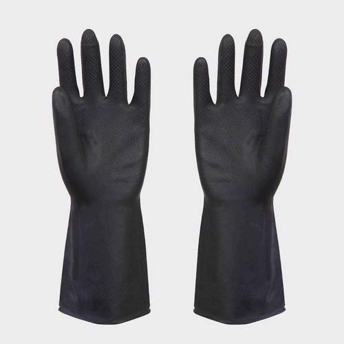 Sunrise Heavy Duty Industrial Rubber Gloves Pack of 2 Pair FlockLined Pharmaceautical Chemical Industries Mechanical Agricultural Building Construction Black 11 XL - Image 3