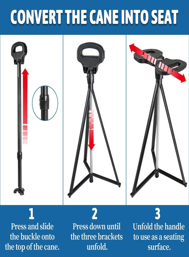 ALEVMOOM Walking Cane with Seat Folding Lightweight, Cane Stool for Adults, Aluminum Walking Chair Capacity 330lb Portable Seat for Senior, with Carry Bag - Image 5