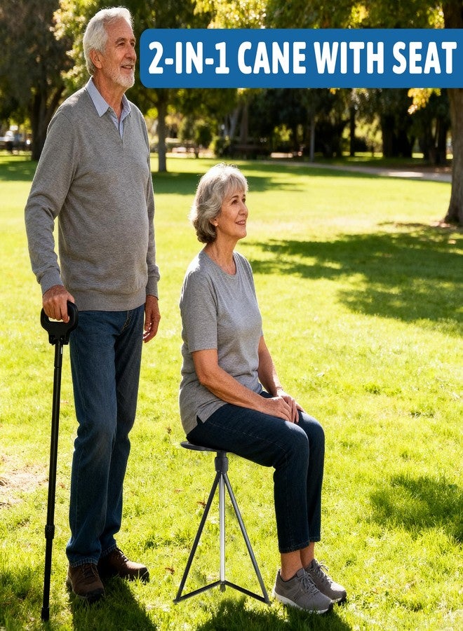ALEVMOOM Walking Cane with Seat Folding Lightweight, Cane Stool for Adults, Aluminum Walking Chair Capacity 330lb Portable Seat for Senior, with Carry Bag - Image 2