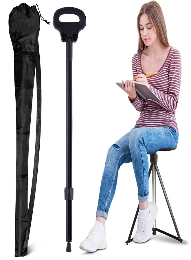 ALEVMOOM Walking Cane with Seat Folding Lightweight, Cane Stool for Adults, Aluminum Walking Chair Capacity 330lb Portable Seat for Senior, with Carry Bag - Image 1