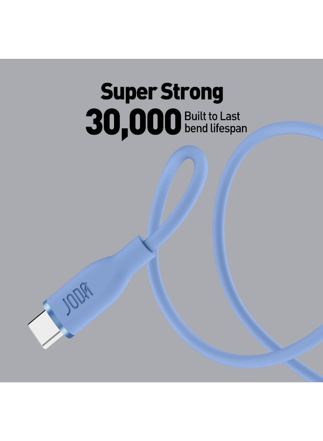جودا كابل سليب سي - 60W سيليكون 1 متر - أزرق ، متين وأنيق، مثالي للاستخدام اليومي، يُستخدم لشحن الهواتف الذكية، اللابتوبات، والأجهزة اللوحية بسرعة عالية ⚡. مع تصميم عملي وأنيق، يمكن لهذا الكابل أن يتحمل ما يصل إلى 30,000 طية دون تلف 🔄. - Image 4