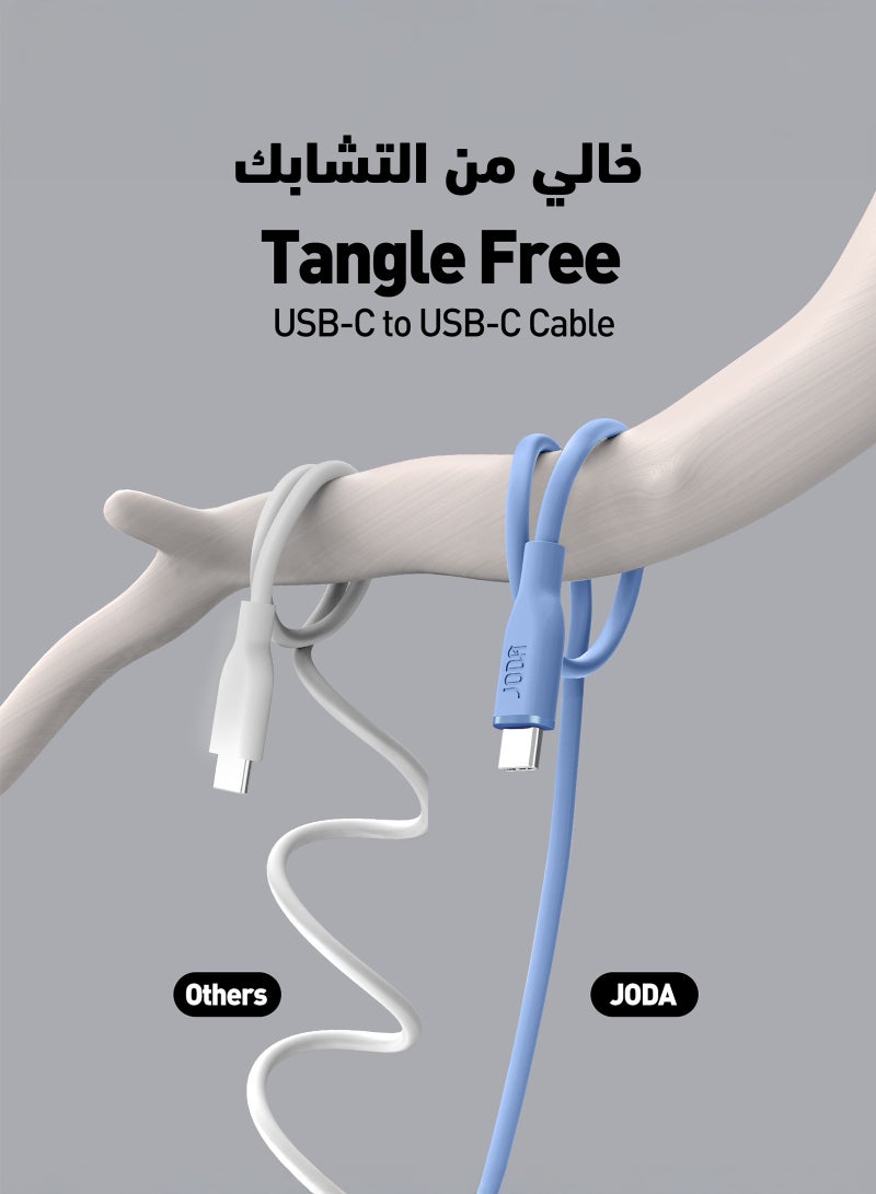 JODA Cable SLIP C - 60W Silicone 1 Meter Blue -  Durable and Stylish, Perfect for Daily Use Used to charge smartphones, laptops, and tablets at high speed ⚡. With a practical and elegant design, this cable can withstand up to 30,000 folds without damage 🔄. Ideal for daily use, offering both reliability and style - Image 4
