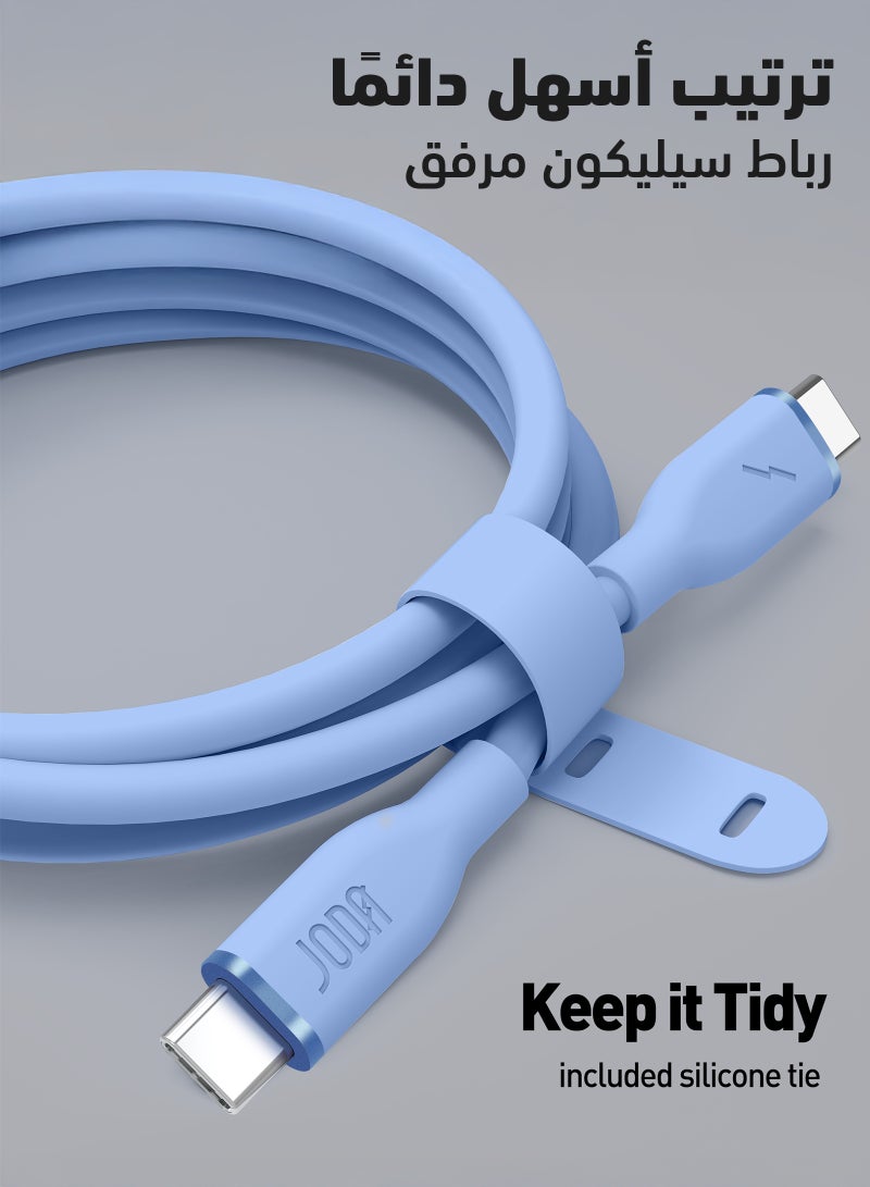 JODA Cable SLIP C - 60W Silicone 1 Meter Blue -  Durable and Stylish, Perfect for Daily Use Used to charge smartphones, laptops, and tablets at high speed ⚡. With a practical and elegant design, this cable can withstand up to 30,000 folds without damage 🔄. Ideal for daily use, offering both reliability and style - Image 2