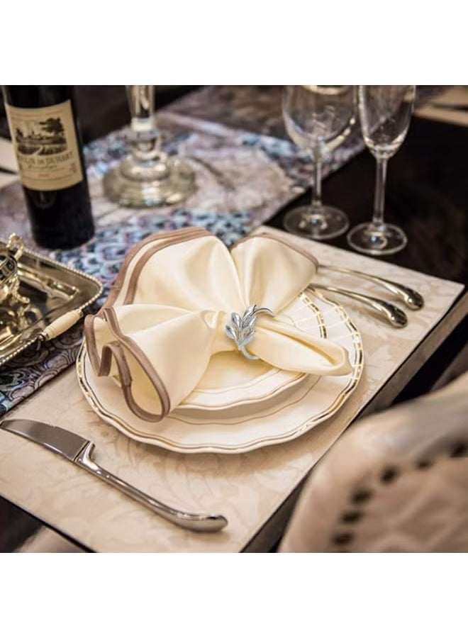 9PCS Napkin Ring Set, Silver Napkin Ring Set, Vintage Leaf Shaped Napkin Ring Holder, Alloy Willow Leaf Napkin Ring, High-End Western Restaurant Hotel Napkin Accessory Napkin Ring (Silver) - Image 4