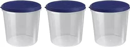AIR O MATIC AIR O MATIC Kitchen Grocery Storage Container comboBPAFree Dispenser Air Tight Box for Fridge Multipurpose usages 5 kg Pack Of 3 Round PLAIN RUBY BLUE_3 PCS  - Image 1