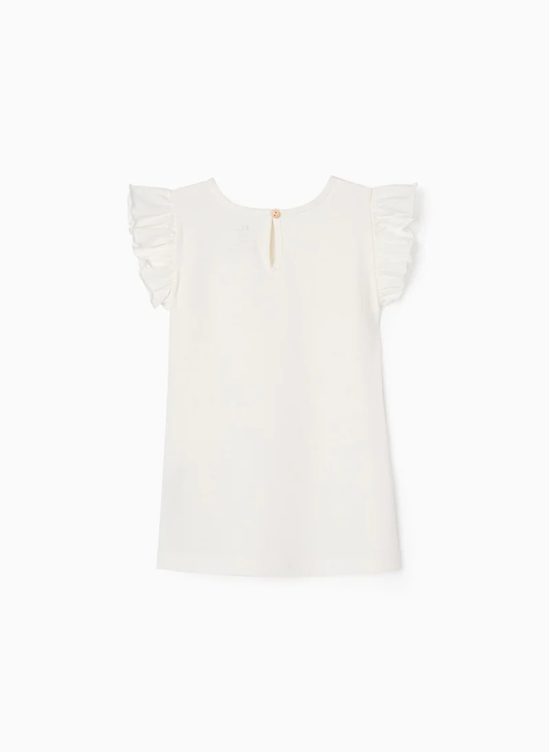 Zippy Zippy Cotton Sleeveless T-Shirt With Frills For Girls