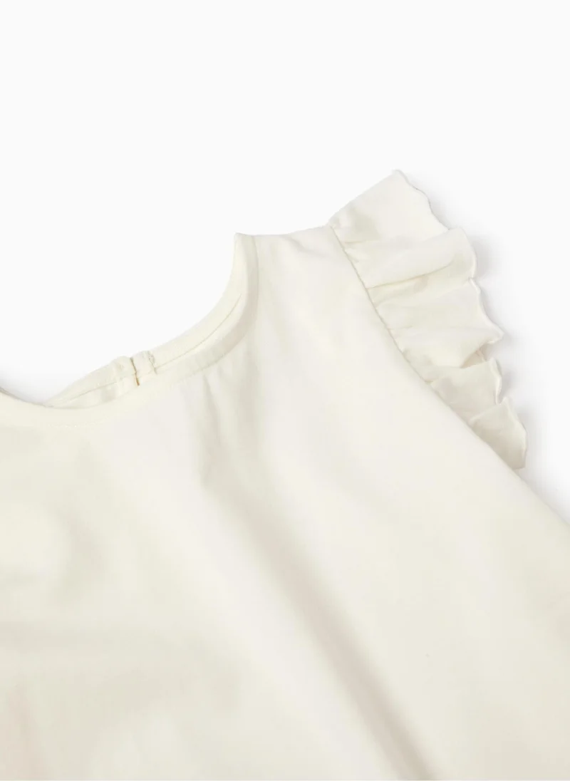 Zippy Zippy Cotton Sleeveless T-Shirt With Frills For Girls