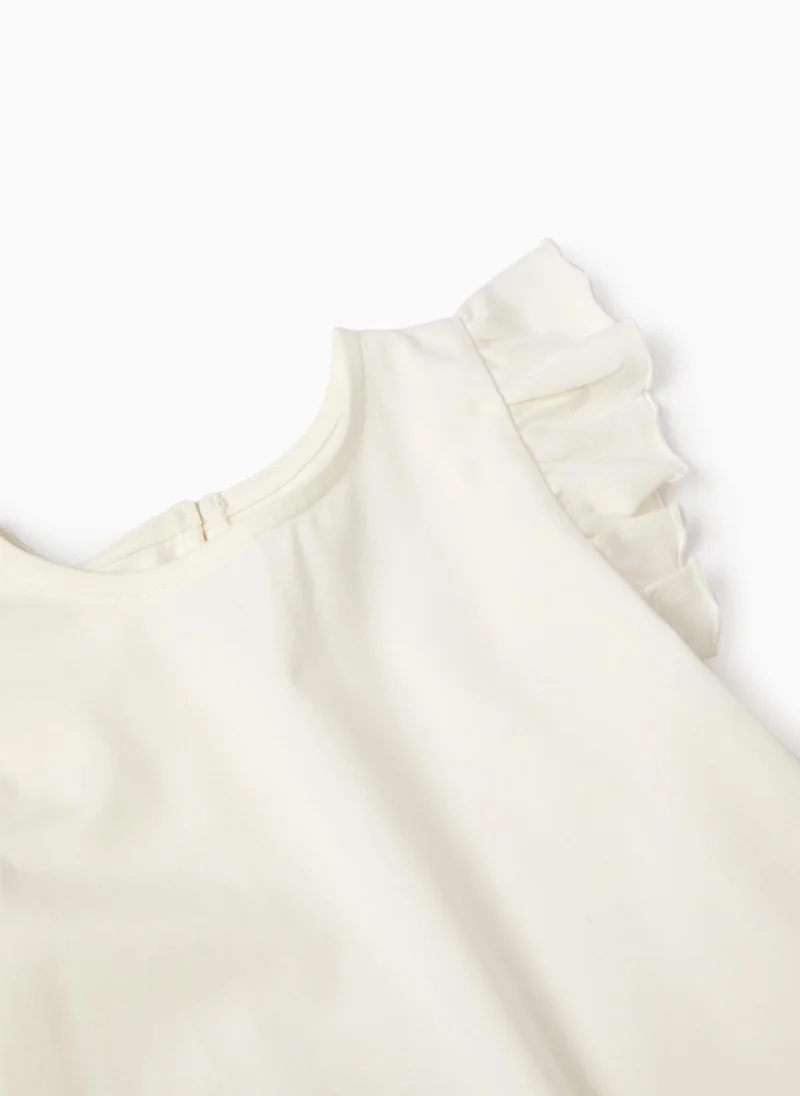 Zippy Zippy Cotton Sleeveless T-Shirt With Frills For Girls