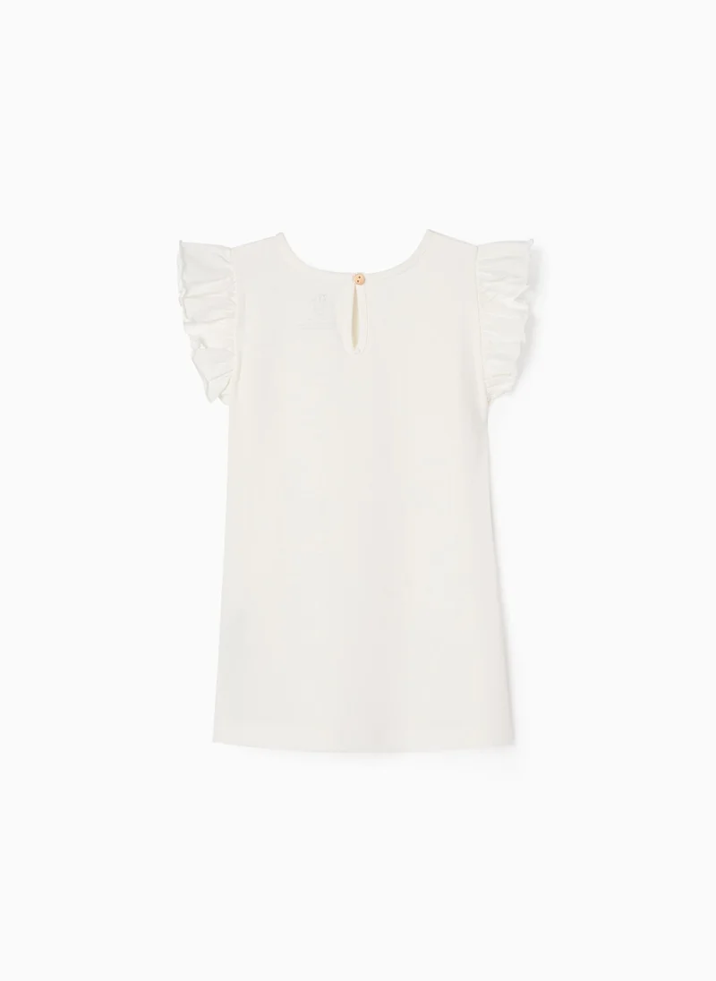 Zippy Zippy Cotton Sleeveless T-Shirt With Frills For Girls