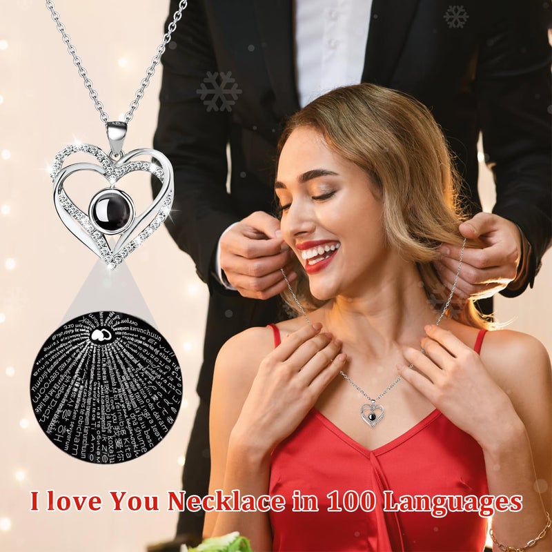 HITOP Rose Gifts for Women - Cute Teddy Bear with Preserved Real Roses Forever Flowers and I Love You in 100 Languages Necklace for Girlfriend Her Wife Mom Grandma on Birthdays, Anniversaries (Red) - Image 4