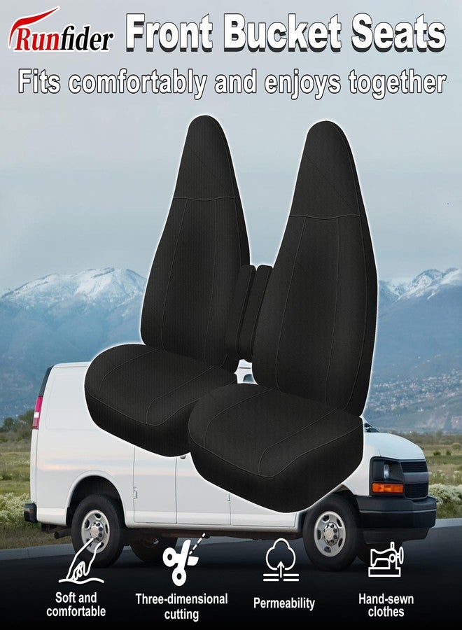 runfider Custom 600D Heavy Duty Seat Covers for 2010-2025 Chevy Express Front Bucket Seats with Grab Handle Opening, Durable Oxford Fabric Protective Covers, Not for RV - Black - Image 2