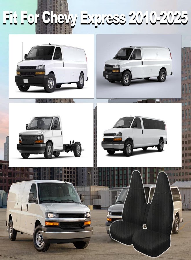 runfider Custom 600D Heavy Duty Seat Covers for 2010-2025 Chevy Express Front Bucket Seats with Grab Handle Opening, Durable Oxford Fabric Protective Covers, Not for RV - Black - Image 4