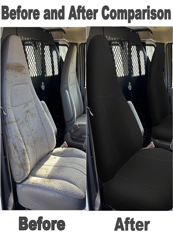 runfider Custom 600D Heavy Duty Seat Covers for 2010-2025 Chevy Express Front Bucket Seats with Grab Handle Opening, Durable Oxford Fabric Protective Covers, Not for RV - Black - Image 5