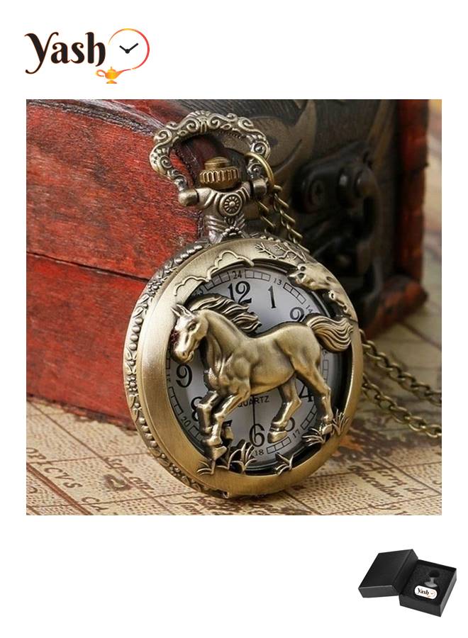 Yash Horse Design Quartz Pocket Watch